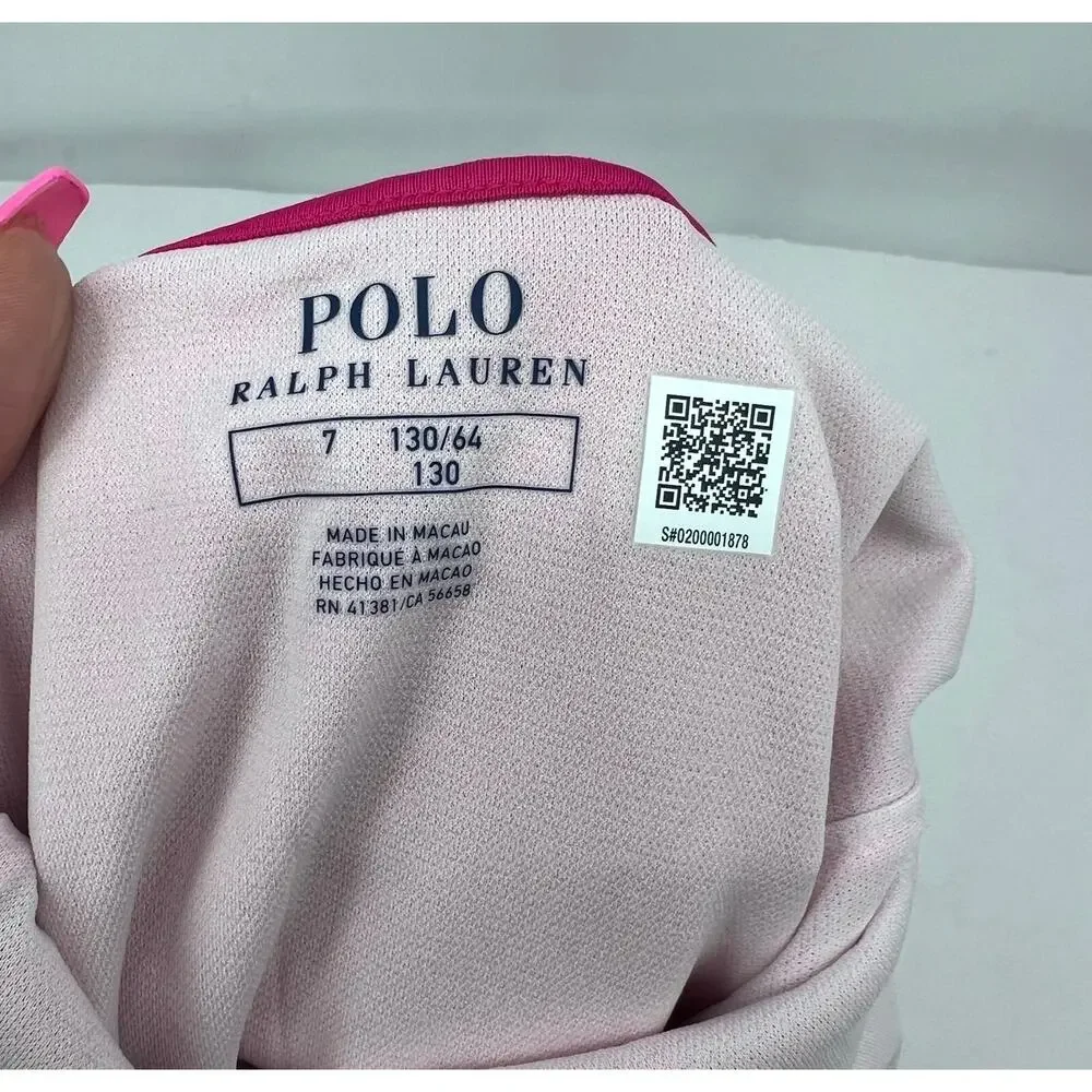 POLO RALPH LAUREN Girl's Jacquard One-Piece Swimsuit Size 7 Pink Stretch NWT